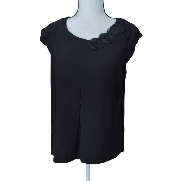 FWM Fenn Wright Manson Floral Embellished Dressy Flowy Top XL Black - Picture 1 of 10